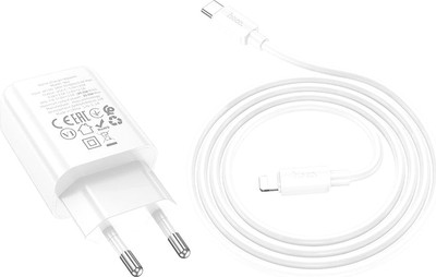 Зарядное устройство сетевое Hoco N62 с кабелем Lightning-Type-C (белый)