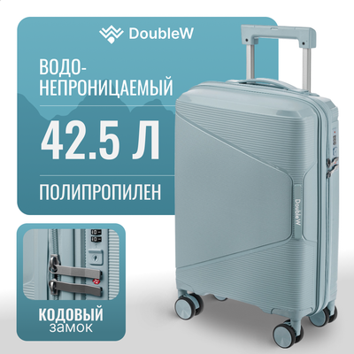 Чемодан на колесах DoubleW 088 (S, светло-голубой)