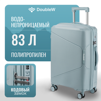 Чемодан на колесах DoubleW 088 (M, светло-голубой)