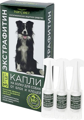 Капли от блох ТОП-ВЕТ Экстрафитин для собак (3x1мл)