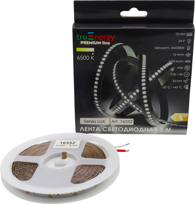 Светодиодная лента Truenergy LUX 24V-240D 15W/m 6500K IP20 / 16552 (5м)