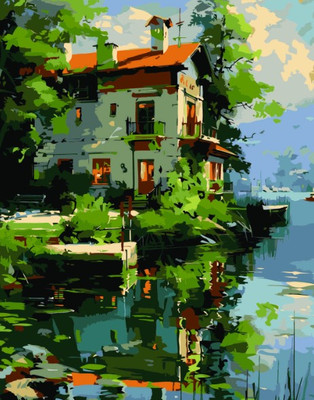 Картина по номерам Феникс+ Дом на озере / 67958