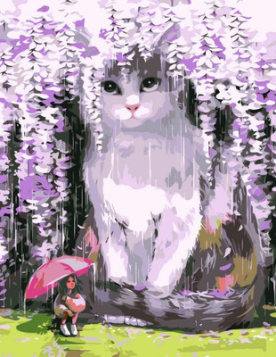 Картина по номерам Феникс+ Кот в сакуре / 67932