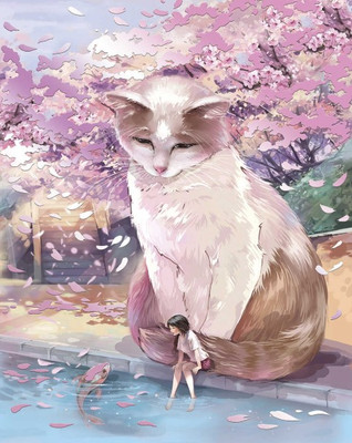 Картина по номерам Феникс+ Кот в сакуре / 67976