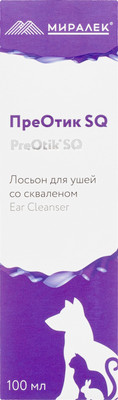 Лосьон для лечения ушей у животных Миралек ПреОтик SQ (100мл)