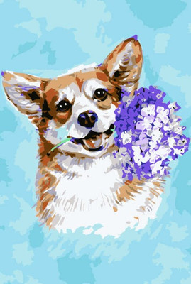 Картина по номерам Феникс+ Корги с сиренью / 67918