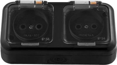 Розетка Bylectrica Пралеска аква РА16-302 (черный)