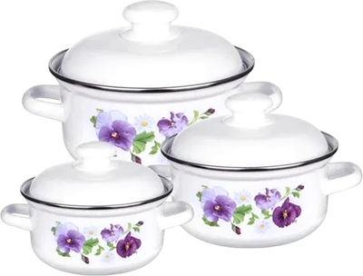 Набор кастрюль Лысьвенские эмали Анютины глазки 124АП2/4