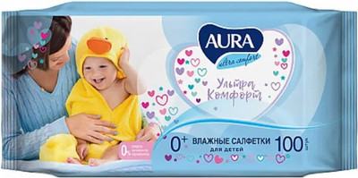 Влажные салфетки детские Aura Ultra Comfort (100шт)