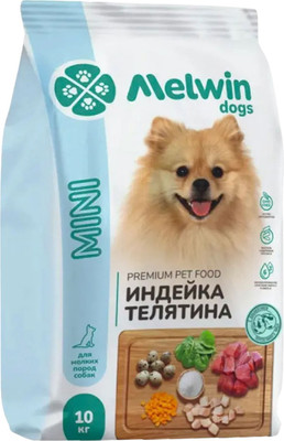 Сухой корм для собак Melwin Для мелких пород с индейкой и телятиной (10кг)