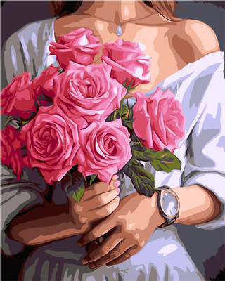 Картина по номерам Lori Девушка с розами / Рх-186