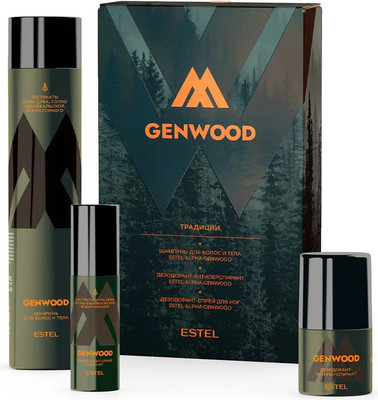 Набор косметики для тела и волос Estel Alpha Genwood Традиции Шампунь+Дезодорант+Спрей д/ног (300мл+50мл+100мл)