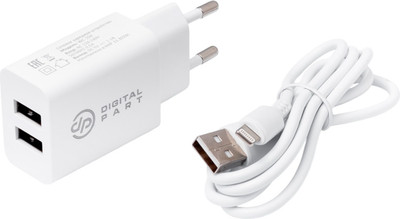Зарядное устройство сетевое Digitalpart WC-250 2.1A с кабелем Lightning (белый)