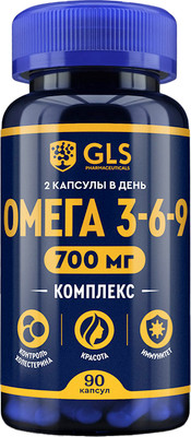 Жирные кислоты GLS Pharmaceuticals Омега 3-6-9 №90 (капсулы массой 750мг)