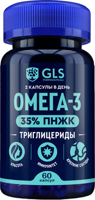 Жирные кислоты GLS Pharmaceuticals Омега-3 35% №60 (капсулы массой 610мг)