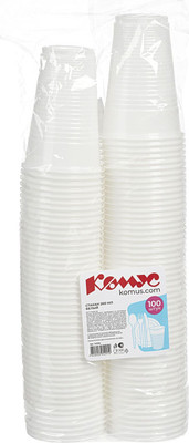 Набор одноразовых стаканов Комус Эконом / 145594 (100шт, белый)