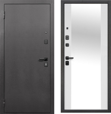 Входная дверь Guard Зеркало 86x205 левая (серебристый/белый матовый)