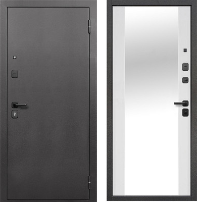 Входная дверь Guard Зеркало 96x205 правая (серебристый/белый матовый)