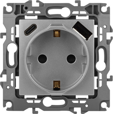 Розетка ЭРА 12-4108-03 / Б0067716 (алюминий)