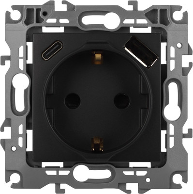 Розетка ЭРА 12-4108-05 / Б0067707 (антрацит)