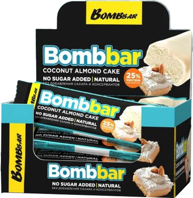 Набор протеиновых батончиков Bombbar Миндально-кокосовый торт (30x40г)