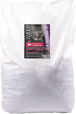 Сухой корм для кошек L'amour с говядиной (10кг)