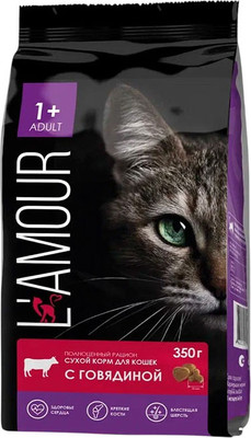 Сухой корм для кошек L'amour с говядиной (350г)