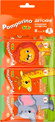 Влажные салфетки детские Pamperino с экстрактом ромашки и витамином Е (64шт)