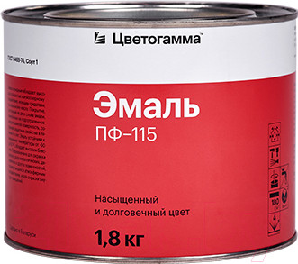 Эмаль Цветогамма ПФ-115 ГОСТ (900г, белый)