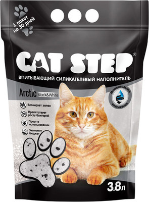 Наполнитель для туалета Cat Step Arctic Black White / 20363062 (3.8л/1.68кг)