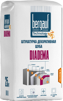 Штукатурка декоративная Bergauf Diadema Fasad Шуба Зерно 1-1.2мм (25кг, серый)
