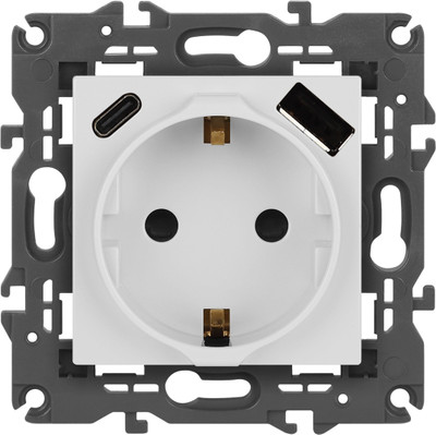Розетка ЭРА Elegance 14-4108-01 2P+E 16A-250В / Б0067736 (белый)