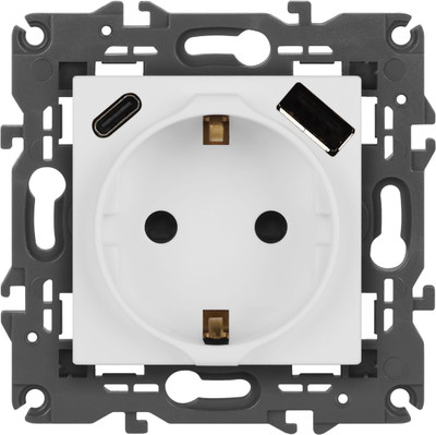 Розетка ЭРА Elegance 14-4108-01М 2P+E 16A-250В / Б0067710 (белый матовый)