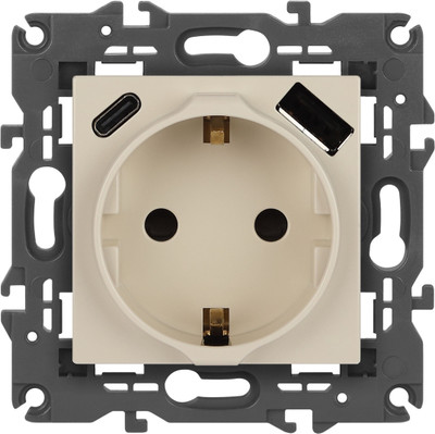 Розетка ЭРА Elegance 14-4108-02 2P+E 16A-250В / Б0067725 (слоновая кость)
