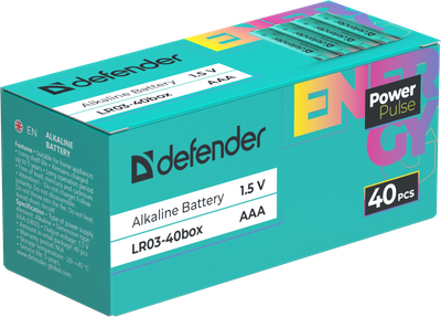 Комплект батареек Defender PowerPulse LR03-40box AAA / 56005 (40шт)