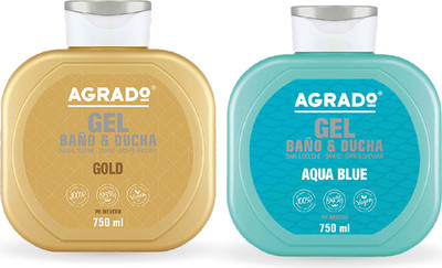 Набор косметики для тела Agrado Гель для душа Gold+гель для душа Aqua Blue (2x750мл)