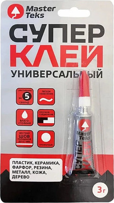 Клей MasterTeks Супер-клей цианоакрилатный универсальный (3г, прозрачный)