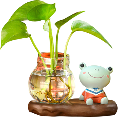 Ваза ILikeGift Sitting Frog гидропонная на подставке / 118P-013-02 (коричневый)