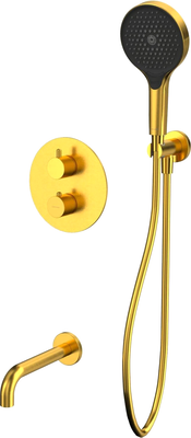 Душевой гарнитур со смесителем Whitecross Y YSET10TOPGLB (брашированное золото)