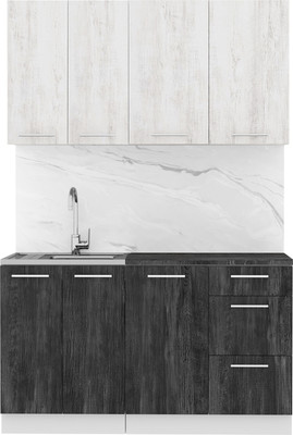 Кухонный гарнитур Артём-Мебель Оля СН-114 без стекла МДФ 1.4м (санторини белый/санторини черный)