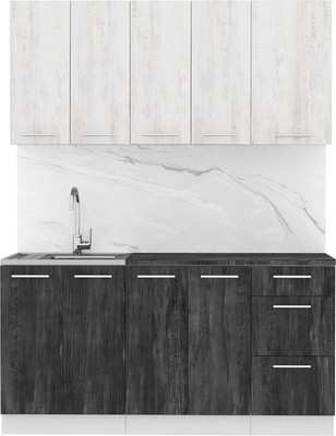 Кухонный гарнитур Артём-Мебель Оля СН-114 без стекла МДФ 1.6/3м   (санторини белый/санторини черный)