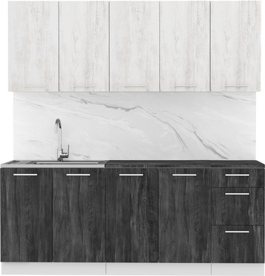 Кухонный гарнитур Артём-Мебель Оля СН-114 без стекла МДФ 2.0м   (санторини белый/санторини черный)