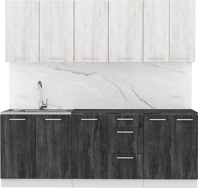 Кухонный гарнитур Артём-Мебель Оля СН-114 без стекла МДФ 2.2м   (санторини белый/санторини черный)