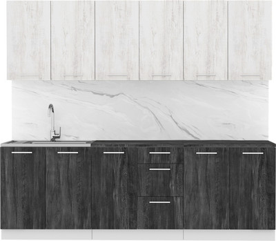 Кухонный гарнитур Артём-Мебель Оля СН-114 без стекла МДФ 2.4м   (санторини белый/санторини черный)