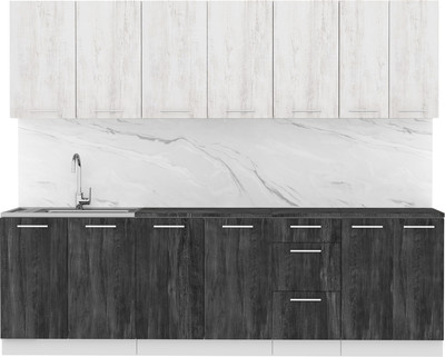 Кухонный гарнитур Артём-Мебель Оля СН-114 без стекла МДФ 2.6м   (санторини белый/санторини черный)