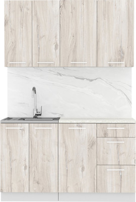 Кухонный гарнитур Артём-Мебель Оля СН-114 без стекла МДФ 1.4м   (дуб флагстафф беленый)