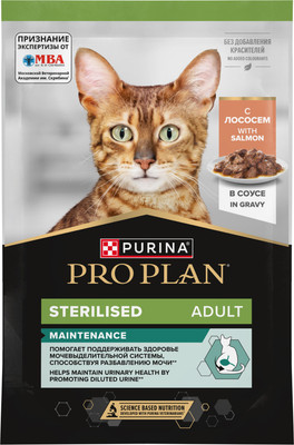 Влажный корм для кошек Pro Plan Maintenance Sterilised с лососем в соусе (85г)