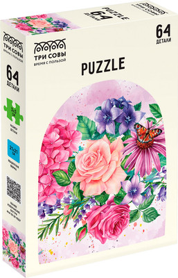 Пазл Три совы Цветочная композиция / ПК64_54540 (64эл)