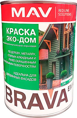 Краска MAV Brava Эко-Дом (900мл, белый полуглянцевый)
