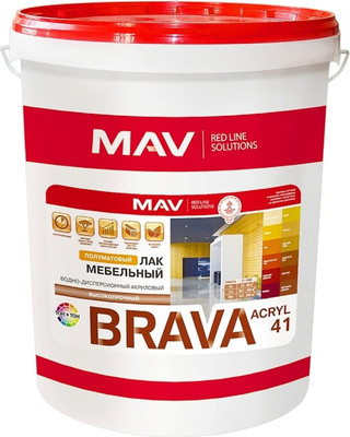 Лак MAV Brava Acryl 41 мебельный ВД-АК-2041 (11л, бесцветный матовый)
